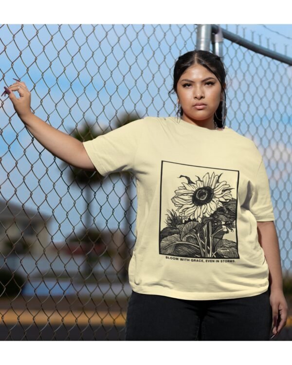 BLOOM WITH GRACE WOMEN OVERSIZED TEE – WHITE/BIEGE