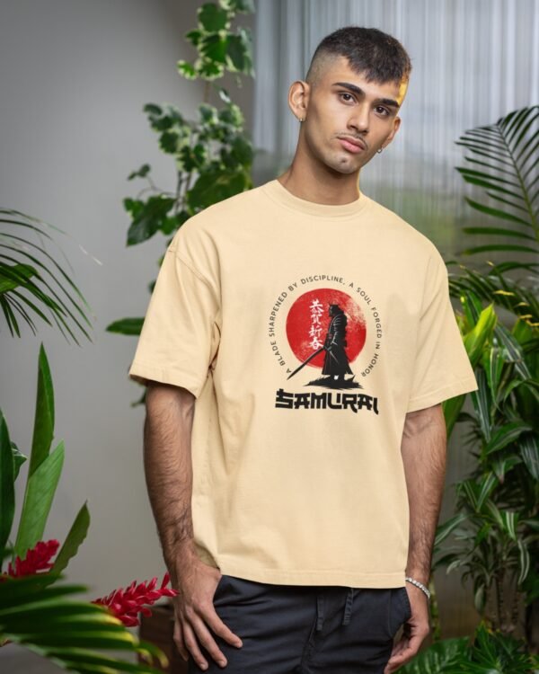 SAMURAI OVERSIZED GRAPHIC TEE – BEIGE
