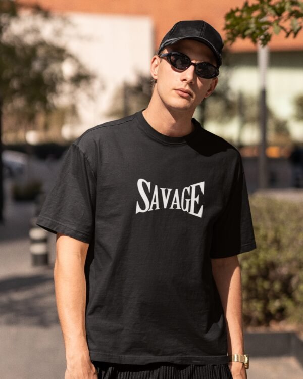 SAVAGE STATEMENT OVERSIZED TEE – BLACK